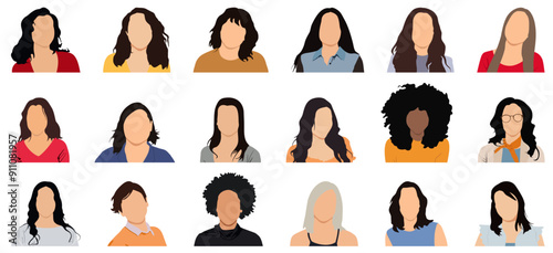 Default avatar profile icon. Woman set.