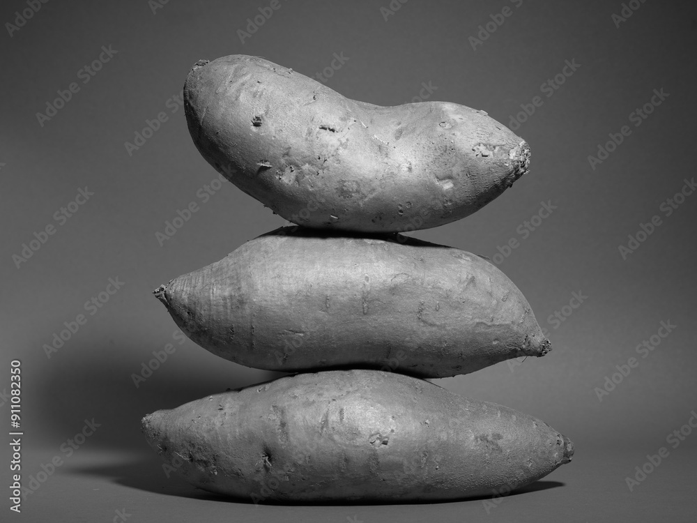 Sweet potato or batata black and white photo Sweet potato or batata black and white photo