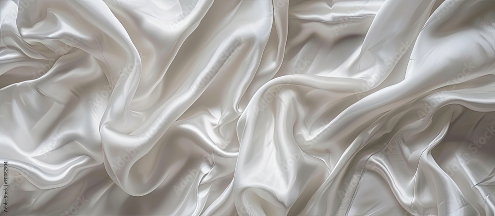 Background of white silk fabric with ample copy space image