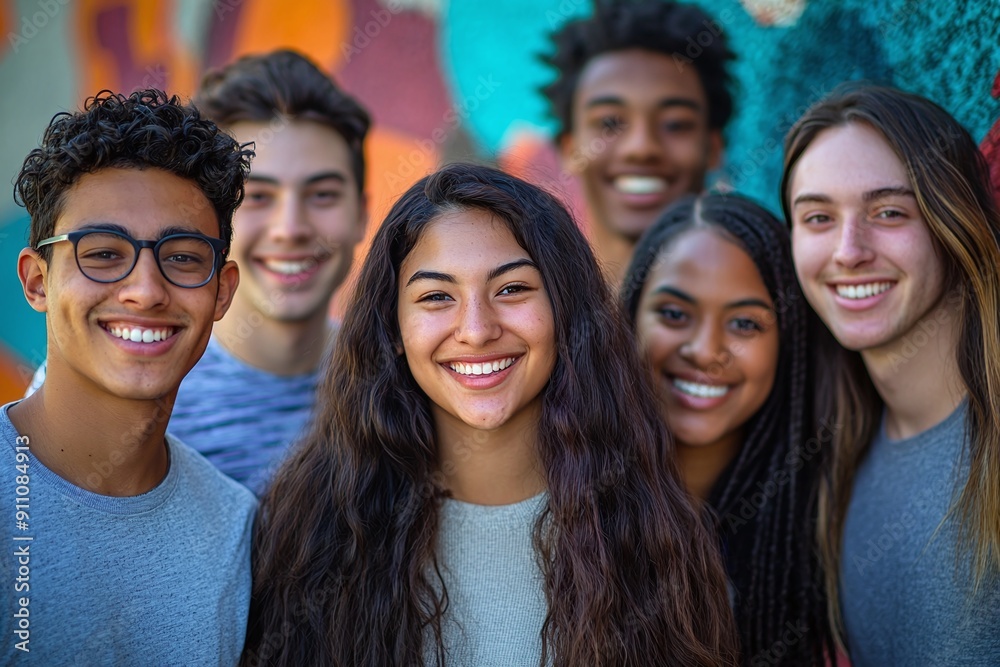 Fototapeta premium Diverse Group of Smiling People Celebrating Unity and Diversity.