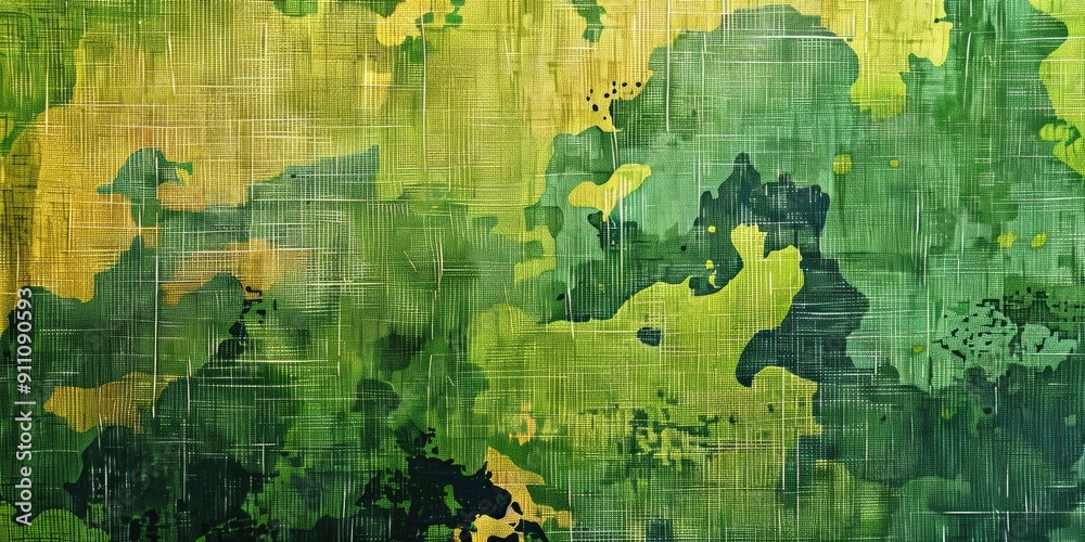 Fototapeta premium Green and Beige Camo Texture, Vintage Camouflage Background