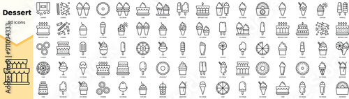 Set of dessert icons. Simple line art style icons pack. Vector illustration