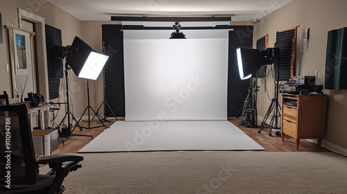 A small studio for shooting commercials or modeling. AI generate.