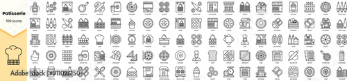 Set of patisserie icons. Simple line art style icons pack. Vector illustration