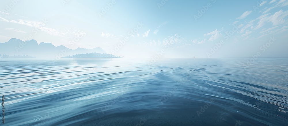 Fototapeta premium Gentle ripples reaching the shore convey a sense of calm and serenity complemented by a spacious copy space image
