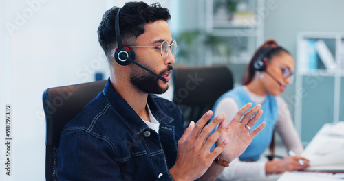 Canvastavla Call center, business man and talking with customer support, advice and online consultation