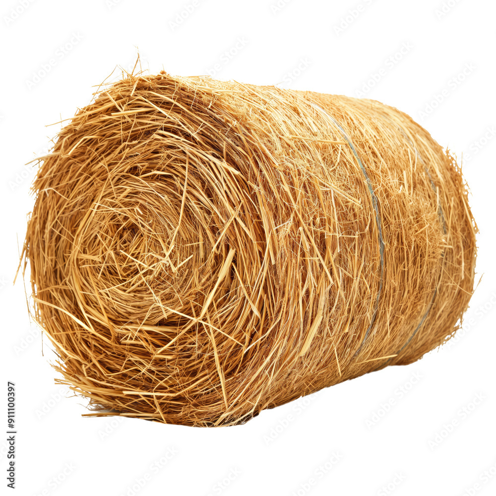 roll of hay isolated on transparent white background, clipping path