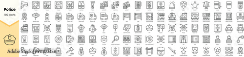 Set of police icons. Simple line art style icons pack. Vector illustration
