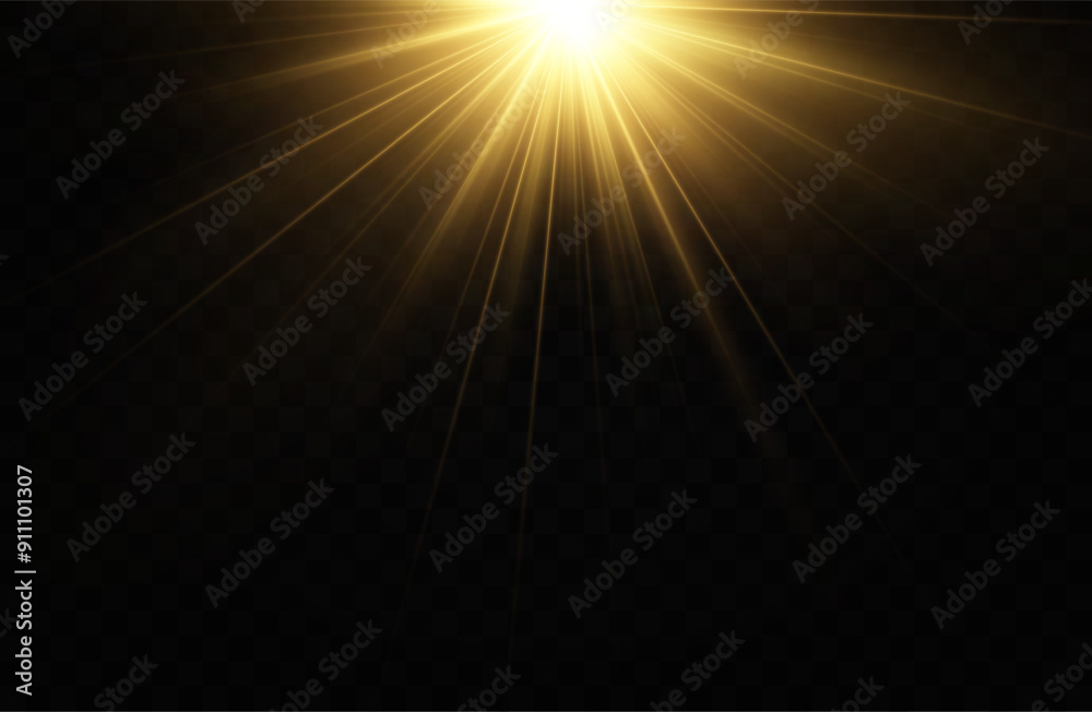 Obraz premium glowing light explodes on a transparent background. with ray. Transparent shining sun, bright flash. Special lens flare light effect.