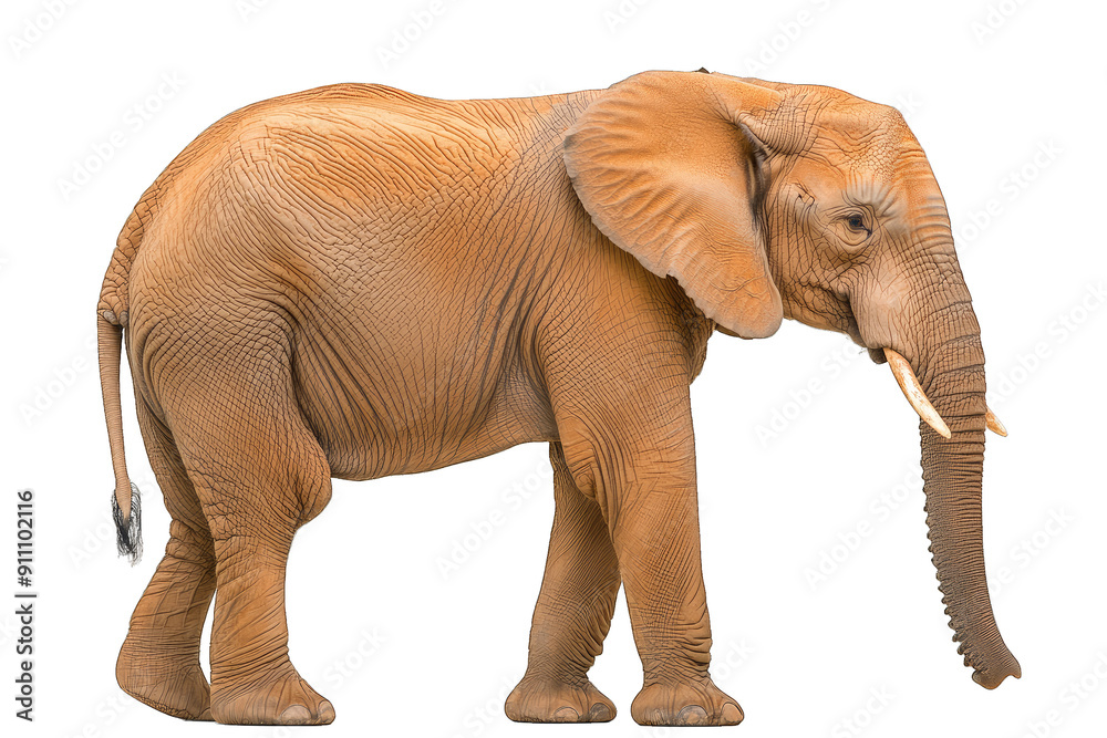 Fototapeta premium A majestic elephant walking gracefully, showcasing its large ears and trunk in a natural habitat.