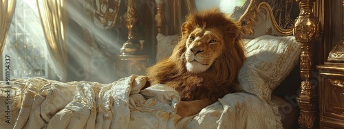 a lion in a robe. Selective focus