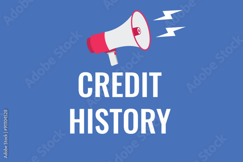 credit history button, banner, label, template for website. credit history text with colorful megaphone icon
