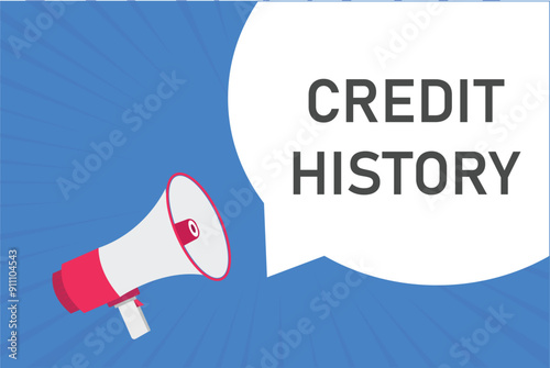 credit history button, banner, label, template for website. credit history text with colorful megaphone icon
