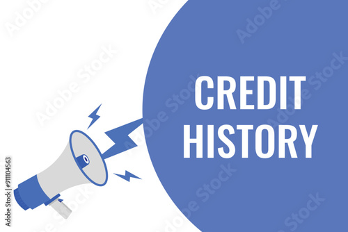 credit history button, banner, label, template for website. credit history text with colorful megaphone icon
