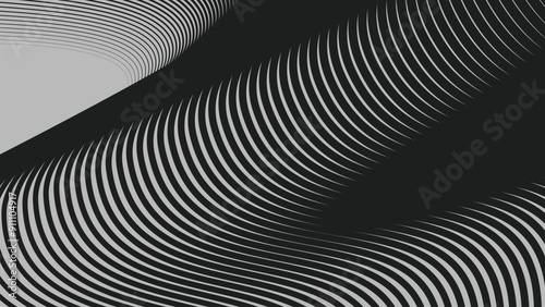 Black curve stripes lines abstract background for backdrop or presentation