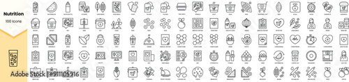 Set of nutrition icons. Simple line art style icons pack. Vector illustration