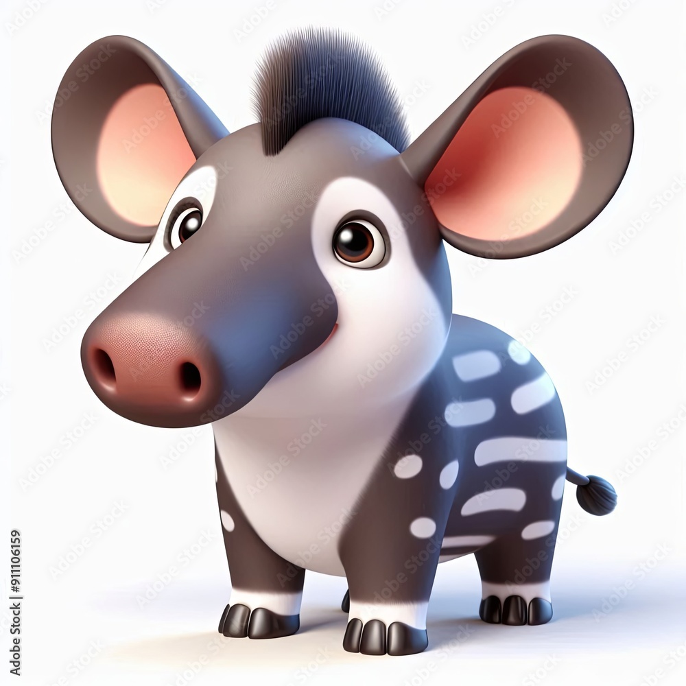 Fototapeta premium Cute Tapir Cartoon character , 3d Generative AI