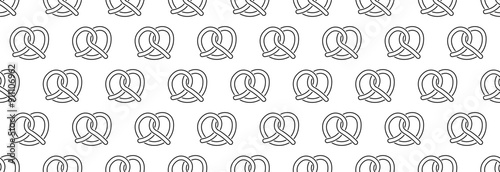 Crispy pretzel icon on white and black background. Traditional pastry for the holiday.