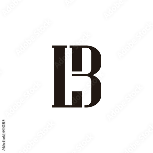 letter lb linked sliced font simple geometric logo vector