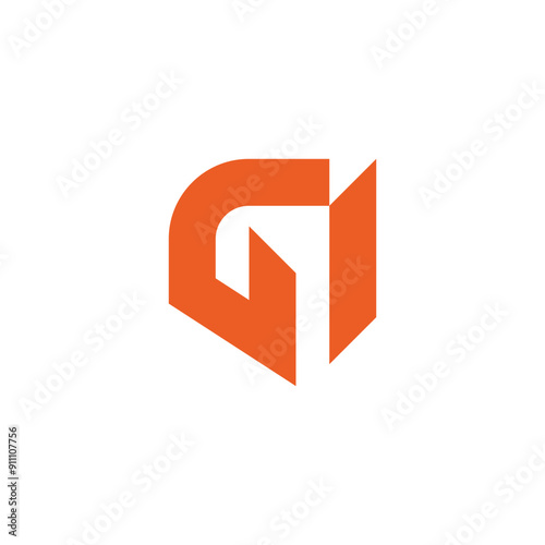 Free Download letter gi simple geometric sharp line logo vector - GFXLoad