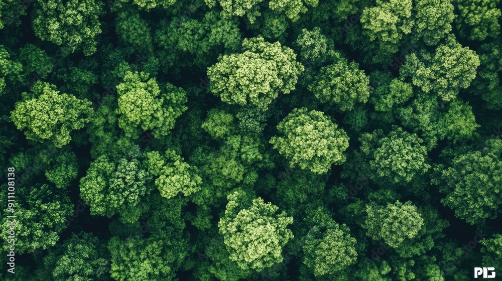 Aerial shot of a forest tree canopy, highlighting the vibrant greenery and natural texture Aerial shot of a forest tree canopy, highlighting the vibrant greenery and natural texture
