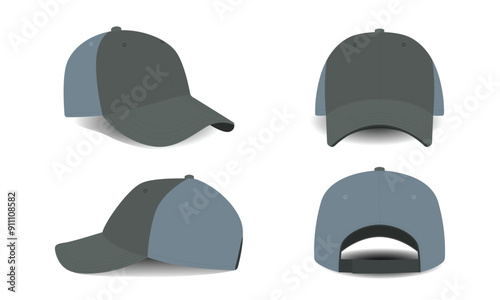Modern hat template multi-sided view, vector illustration