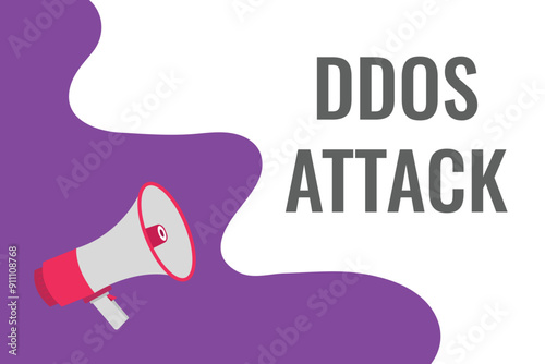 ddos attack button, banner, label, template for website. ddos attack text with colorful megaphone icon
