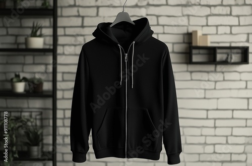 Black Zip Up Hoodie Mockup