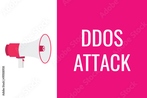 ddos attack button, banner, label, template for website. ddos attack text with colorful megaphone icon
