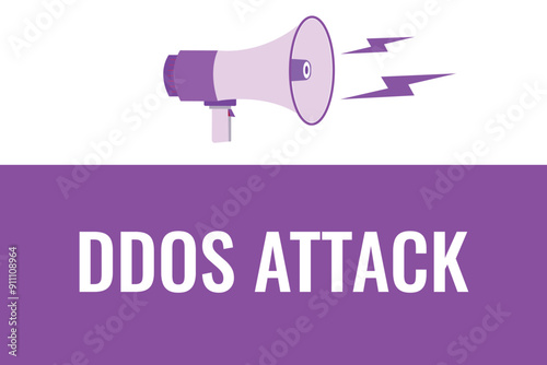 ddos attack button, banner, label, template for website. ddos attack text with colorful megaphone icon
