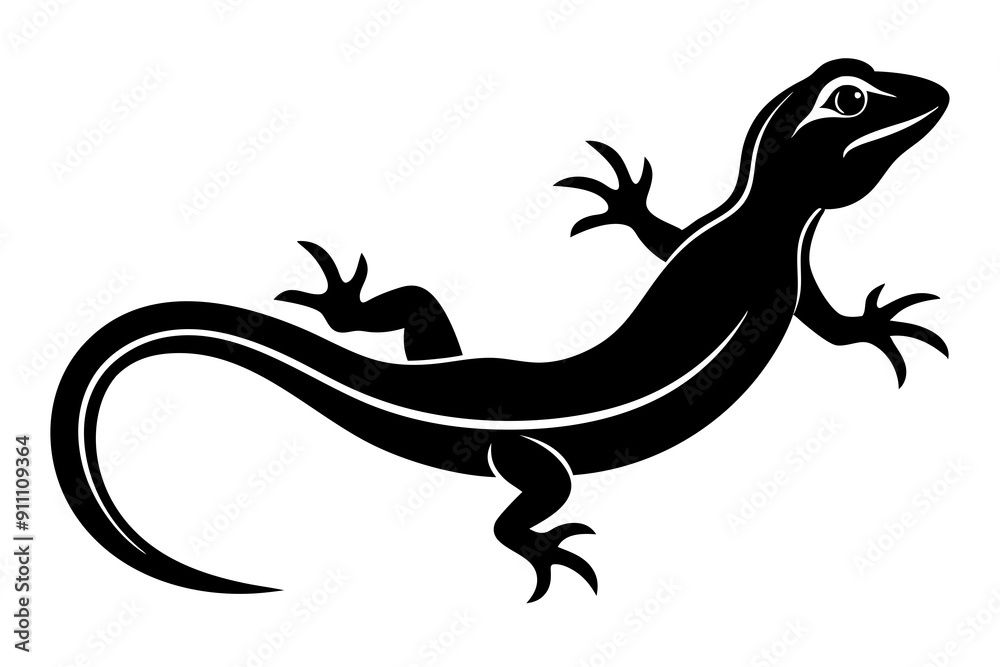 Naklejka premium Lizard black Silhouette vector isolated on white background