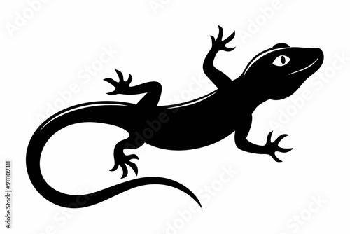 Lizard black Silhouette vector isolated on white background 