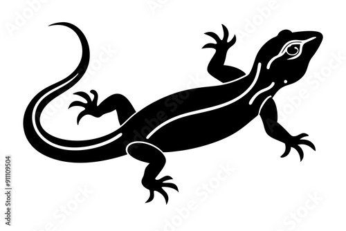 Lizard black Silhouette vector isolated on white background 