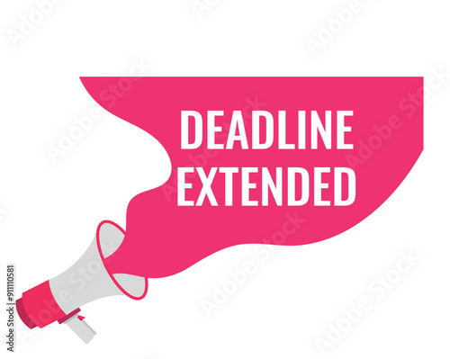 deadline extended button, banner, label, template for website. deadline extended text with colorful megaphone icon
