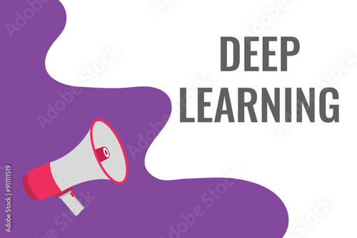 deep learning button, banner, label, template for website. deep learning text with colorful megaphone icon
