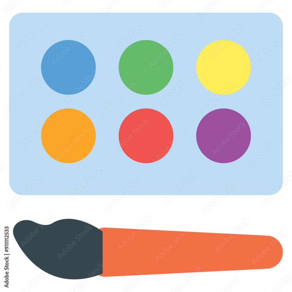 Watercolor Icon in Flat Style Watercolor Icon in Flat Style