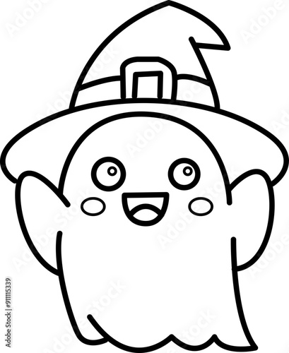 Doodle halloween Cartoon, ghost coloring Line art