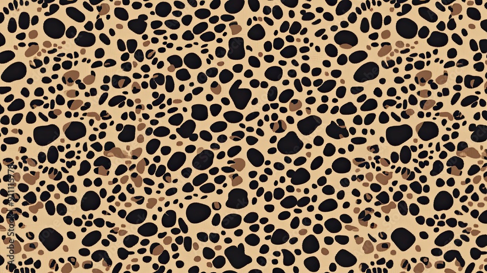 Abstract Animal Print Design Featuring Random Shapes in Beige and Black Color Palette Abstract Animal Print Design Featuring Random Shapes in Beige and Black Color Palette