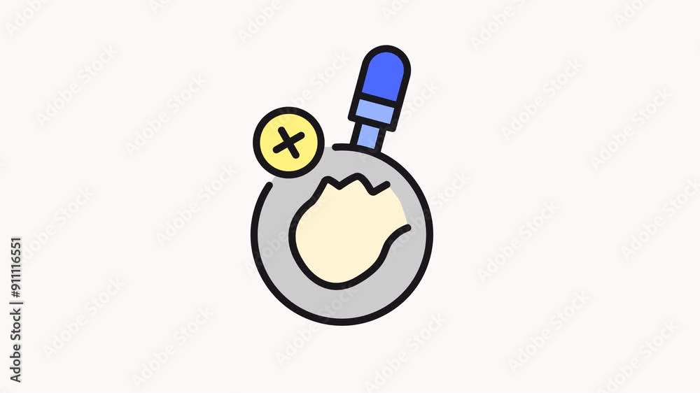 motion icon Frying pan with a blue handle and a yellow X on it. motion icon Frying pan with a blue handle and a yellow X on it.
