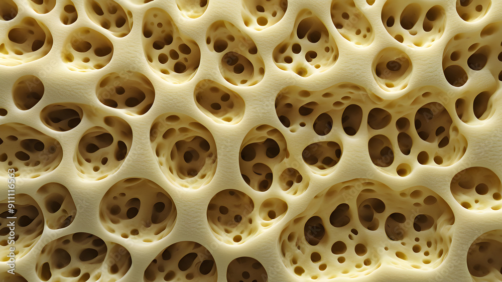 Fototapeta premium 3D Bone Structure Sponge Medical background pattern tissue close up. Generative AI