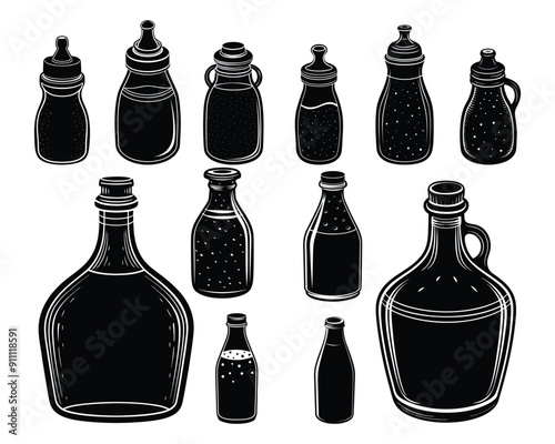 milk bottle silhouette set

