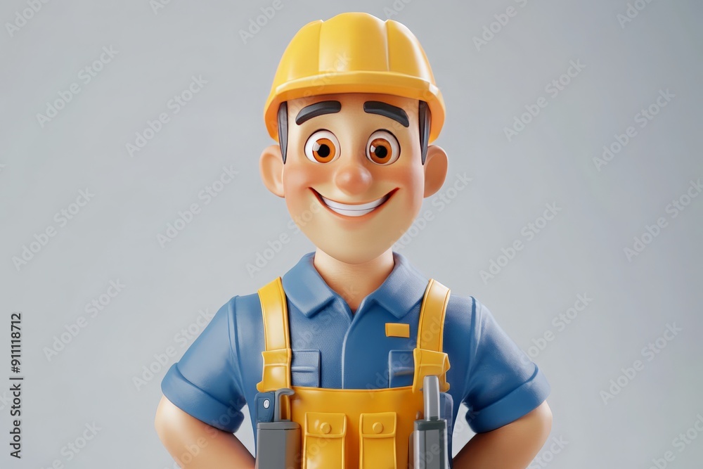 Smiling Construction Worker Cartoon Character. Smiling Construction Worker Cartoon Character.