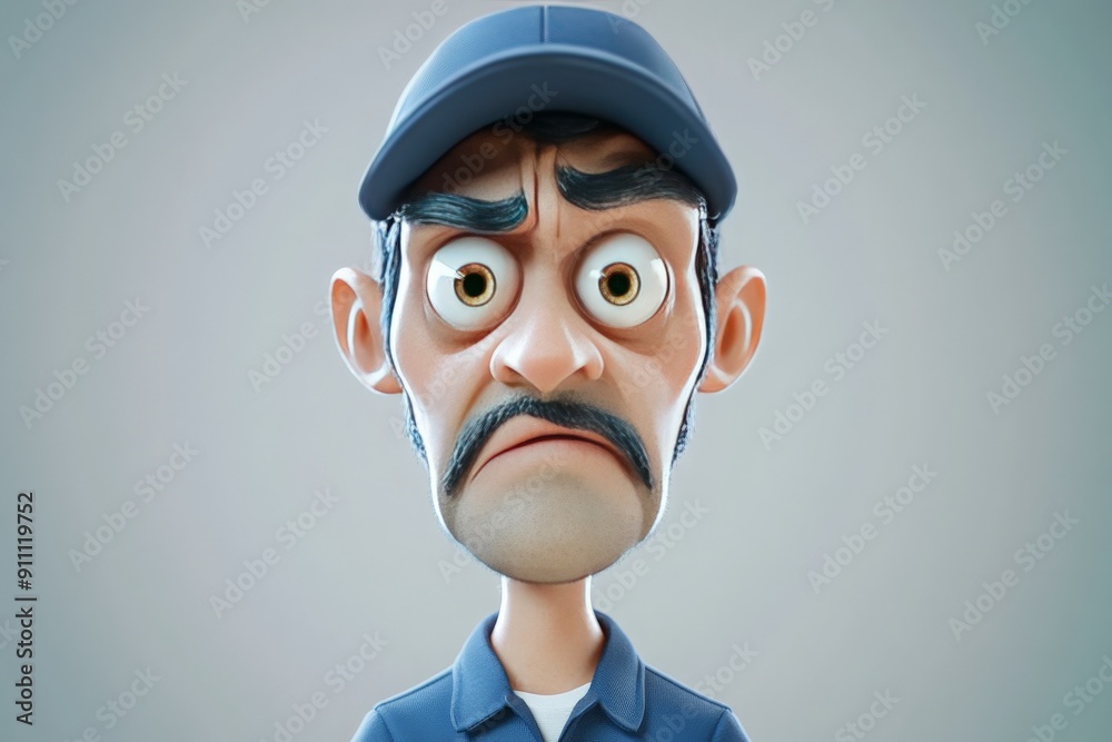 Cartoon man with sad expression. Cartoon man with sad expression.