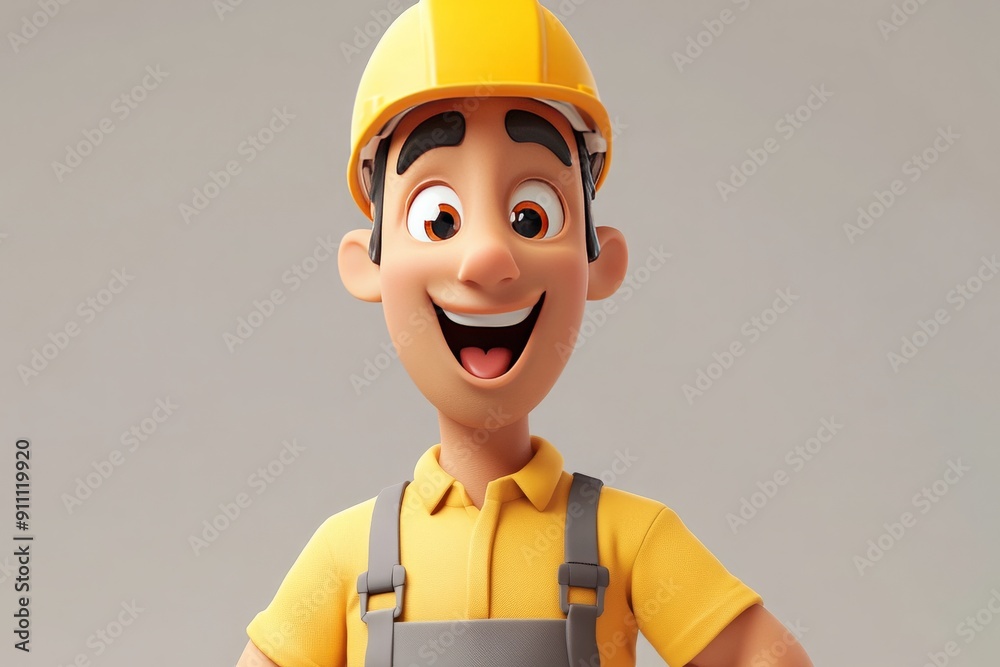 Cheerful Construction Worker Cartoon. Cheerful Construction Worker Cartoon.