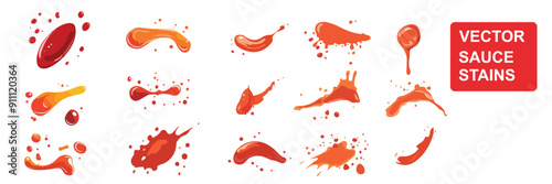 vector collection of hot sauce stains isolated on white background