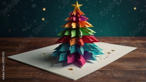 Christmas tree toy in the form of a house on a branch. Christmas mood background. Vacation atmosphere. Comfort hyuge concept cozy. Family budget Mortgage buying real estate photo