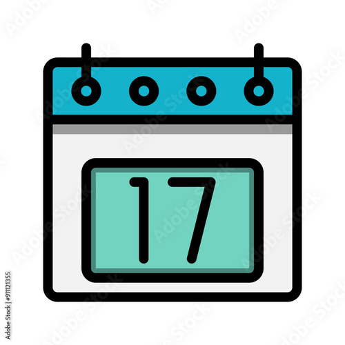 Calendar 17st date color linear icon. time, event, schedule and business symbols icons. Suitable for websites, UI, interfaces and mobile applications. photo