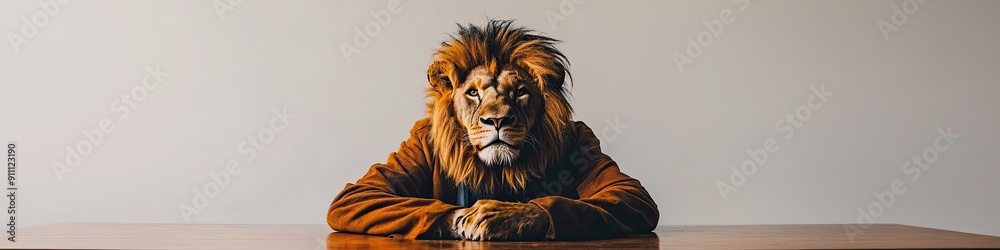 Fototapeta premium a lion in a robe. Selective focus