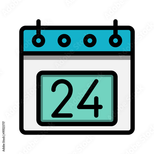 Calendar 24st date color linear icon. time, event, schedule and business symbols icons. Suitable for websites, UI, interfaces and mobile applications. photo