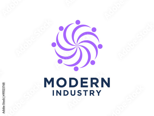 Abstract People Logo. Twisted Circular Waves Style isolated on White Background.